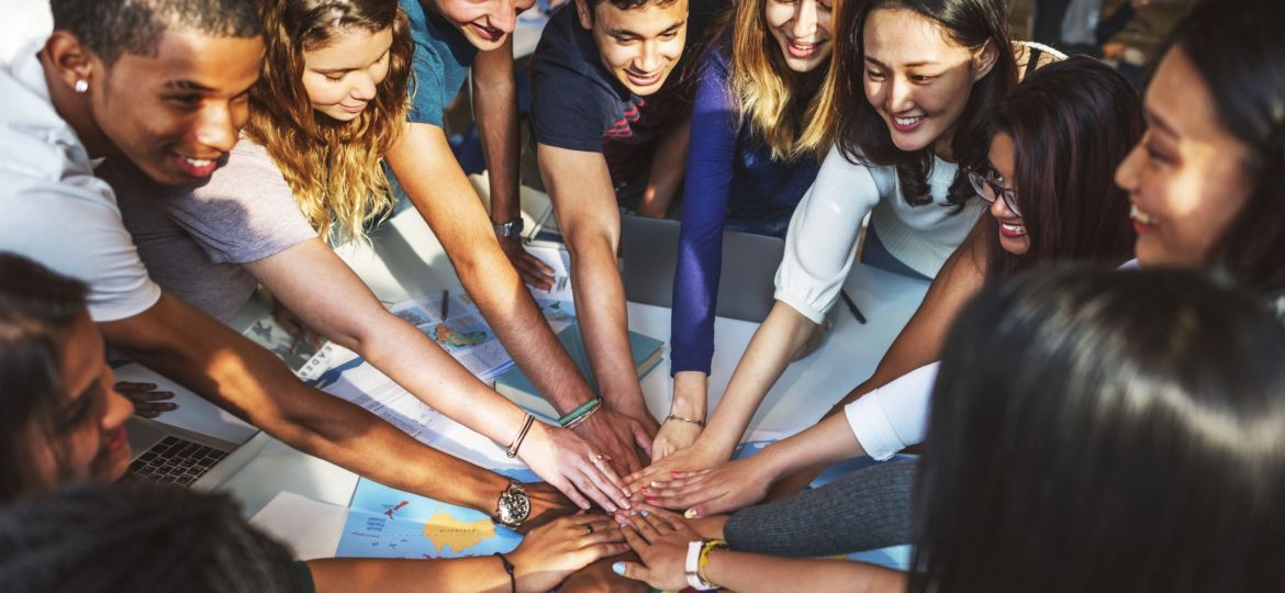 Students together as a team in class